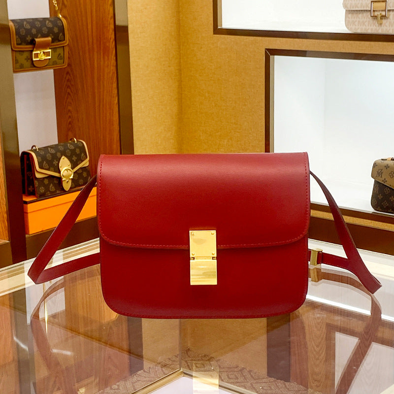 2025 Small square bag popular new retro hand rubbed tofu bag women's messenger bag high-end flight attendant bag versatile shoulder bag