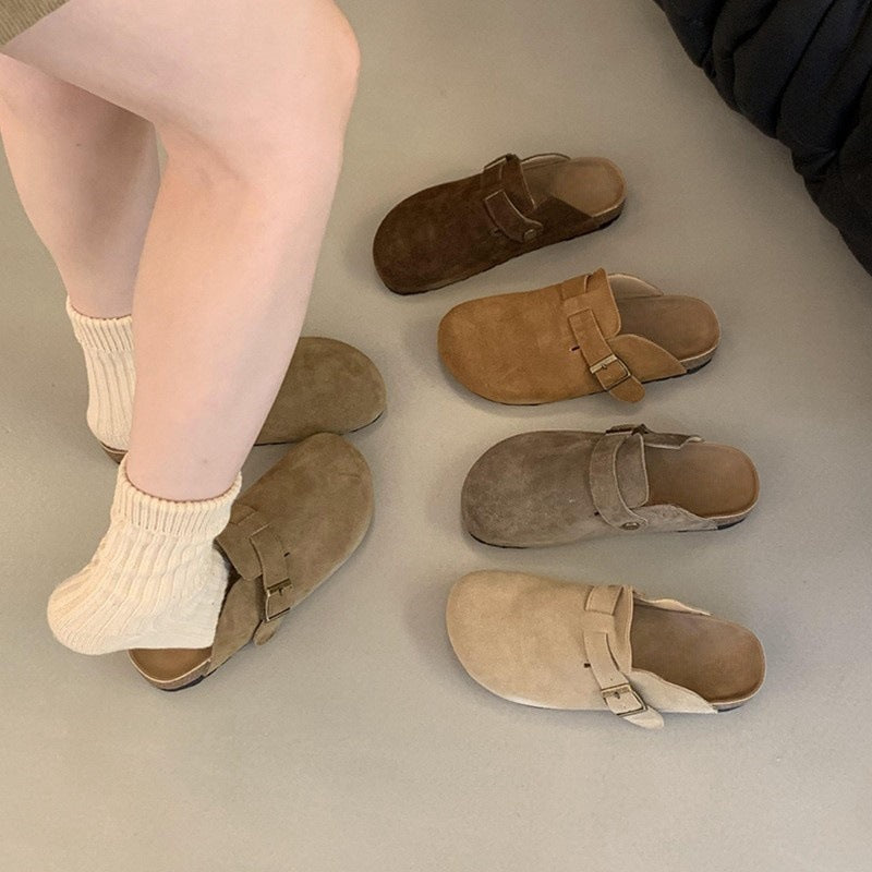 2025 Inner heightening cork Birkenstocks women's platform spring and autumn winter new Mori retro Birkenstocks bag head half drag
