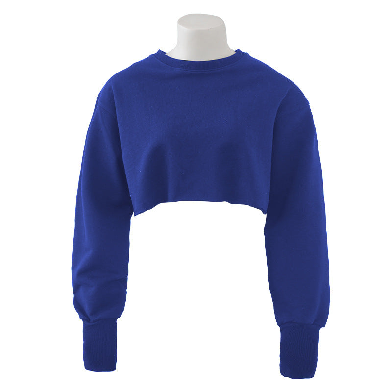 New new outdoor sports running fitness yoga clothes top women's loose navel short long-sleeved sweater