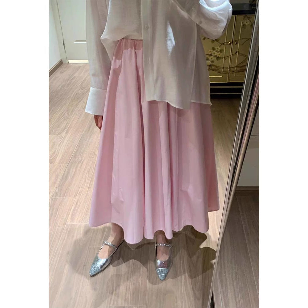 Siyuan, fluffy A-shaped pleated pink fairy skirt, umbrella skirt, summer new elastic waist skirt 7848
