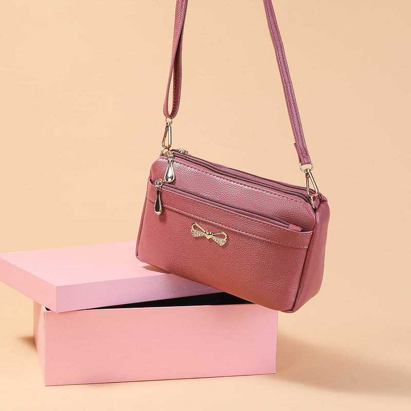 SIXSR 2025Korean version messenger bag middle-aged women's casual satchel fashion solid color trendy women's bag new summer shoulder bag