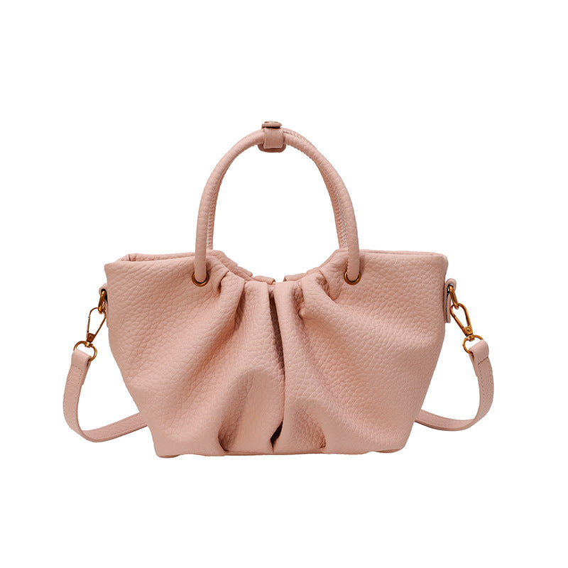 2025 2025 fashion new pleated portable women's bag casual versatile shoulder oblique span bag PU leather soft leather textured bags