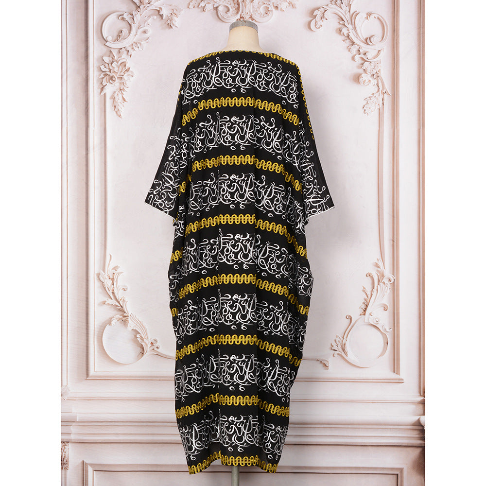 women's clothing Muslim fashion fried street bat sleeve robe New Popular trade embroidery Middle Eastern clothing dress women