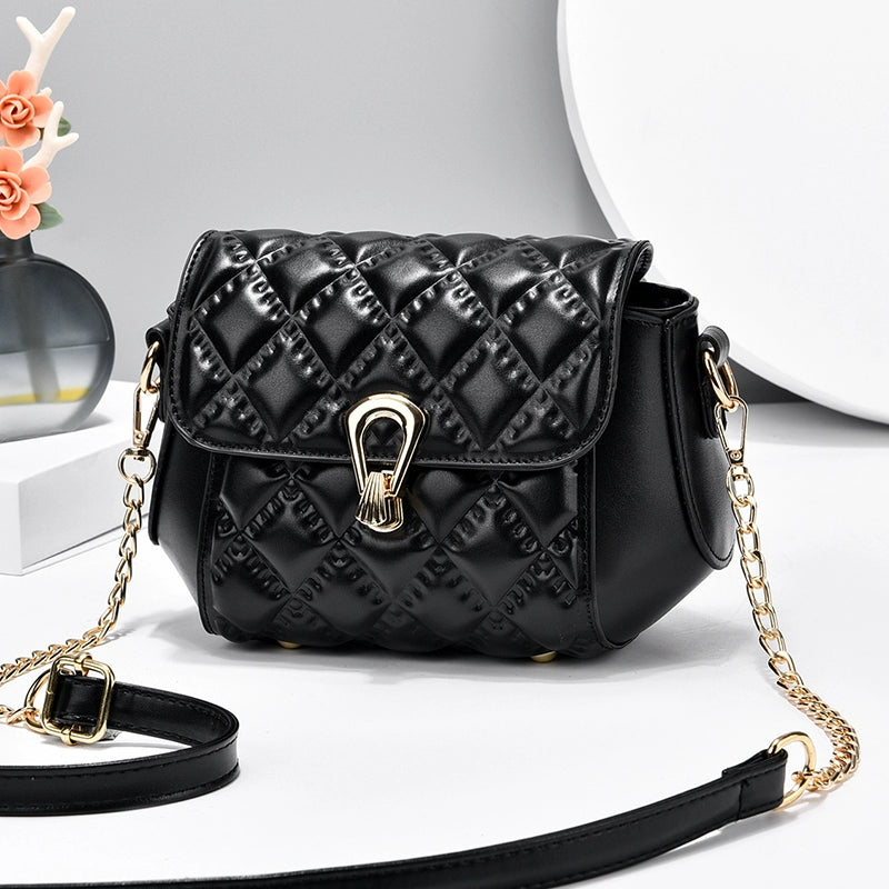 Bag women's new trendy fashion diamond chain women's texture versatile shoulder messenger bag small square bag