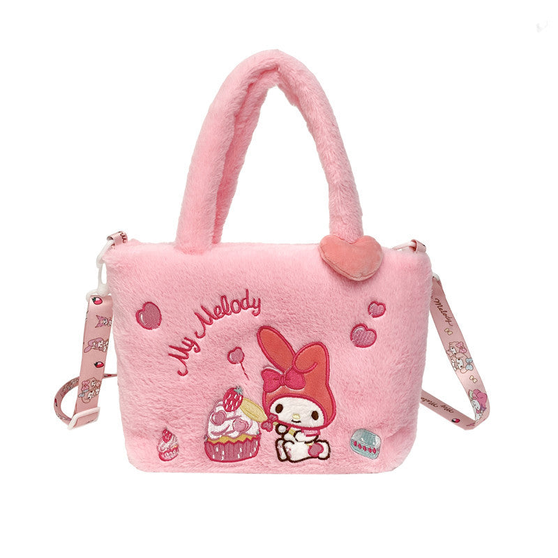 SIXSR 2025 Japanese cute plush doll bag, plush bag, soft girl heart, handbag, shoulder messenger bag, women's bag, grab machine bag.