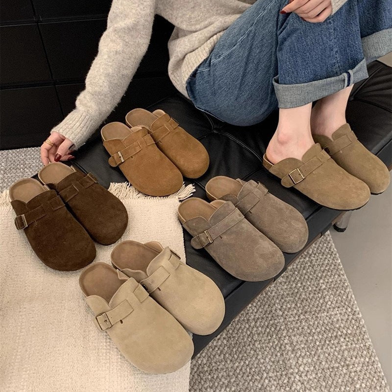 2025 Inner heightening cork Birkenstocks women's platform spring and autumn winter new Mori retro Birkenstocks bag head half drag
