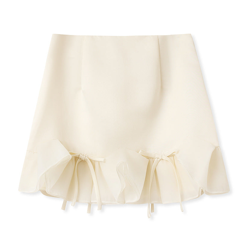 Summer 2025 New Temperament Fashion Diamond-encrusted Short Top High Waist Splicing Skirt Two-piece Set Women's N3044