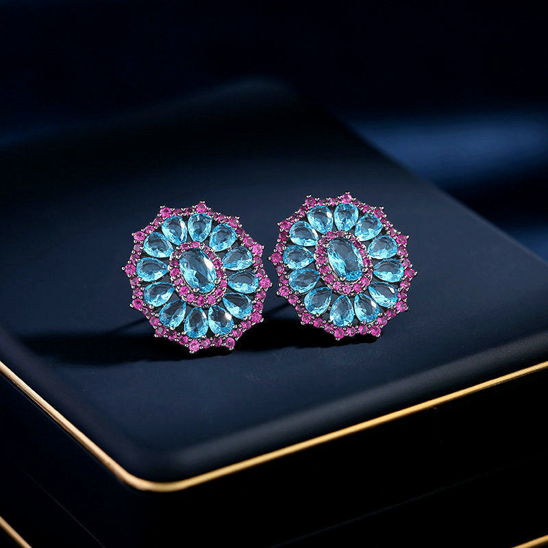 2025 Japan and Korea fashion new earrings wholesale s925 silver needle zircon inlaid earrings niche design simple round stud earrings