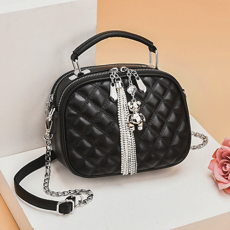 SIXSR 2025Bag women's summer fashion new diamond women's bag fringed women's shoulder crossbody a hair chain small round bag