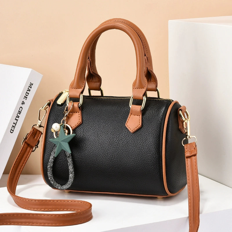 new trendy fashion retro fashion mini Boston bag handbag women's printed shoulder diagonal span bag