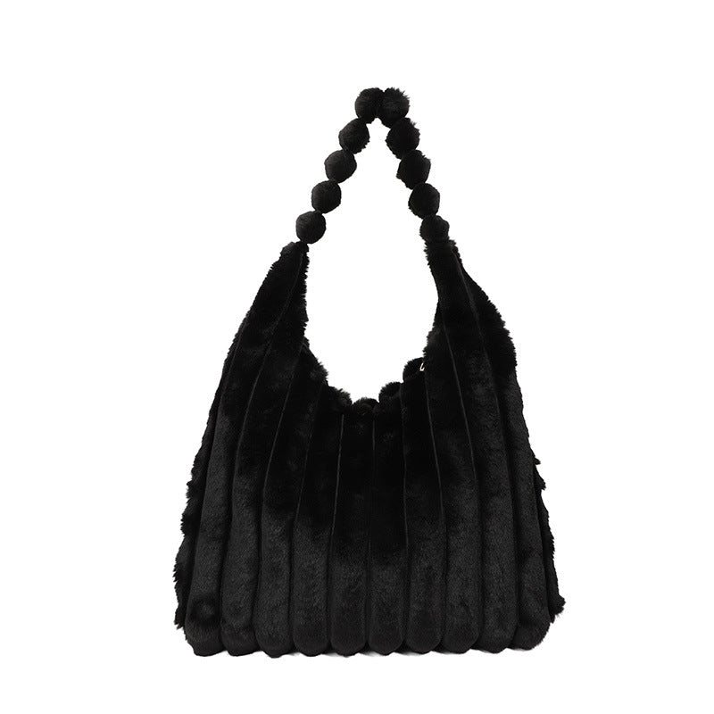 SIXSR 2025 Korean version of fashion plush shoulder bag popular new Mao Mao tote bag large capacity casual fashion winter shopping bag