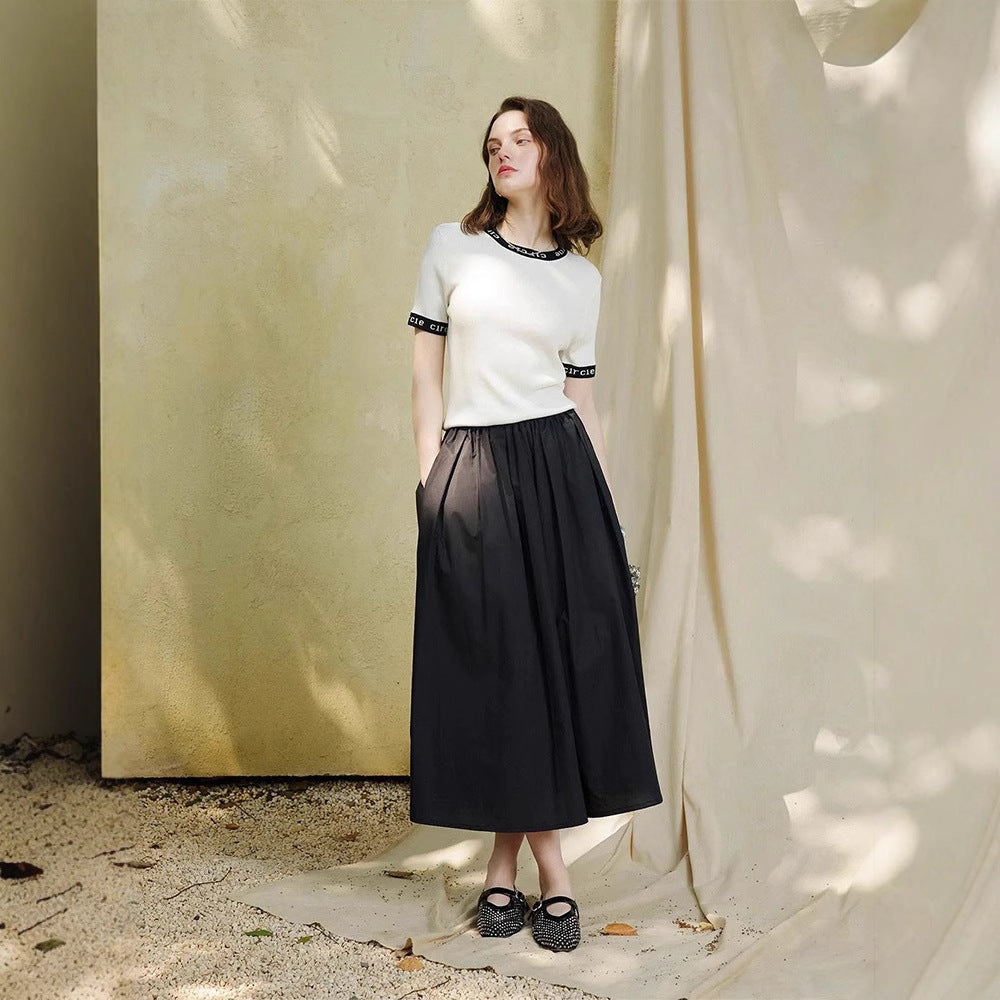 Siyuan, fluffy A-shaped pleated pink fairy skirt, umbrella skirt, summer new elastic waist skirt 7848