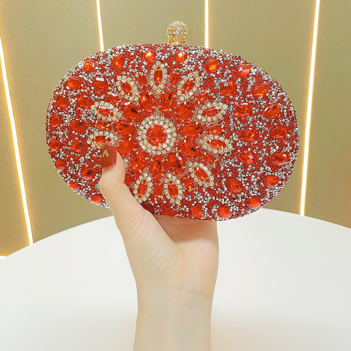 SIXSR 2025 New New party banquet bag handbag diamond-encrusted small bag female fashion celebrity handbag oblique span dinner bag