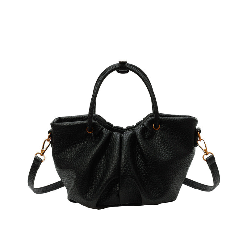 2025 2025 fashion new pleated portable women's bag casual versatile shoulder oblique span bag PU leather soft leather textured bags