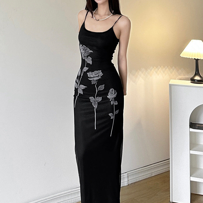 2025 style popular spring new women's clothing mesh suspender skirt slim slim hip wrap waist dress