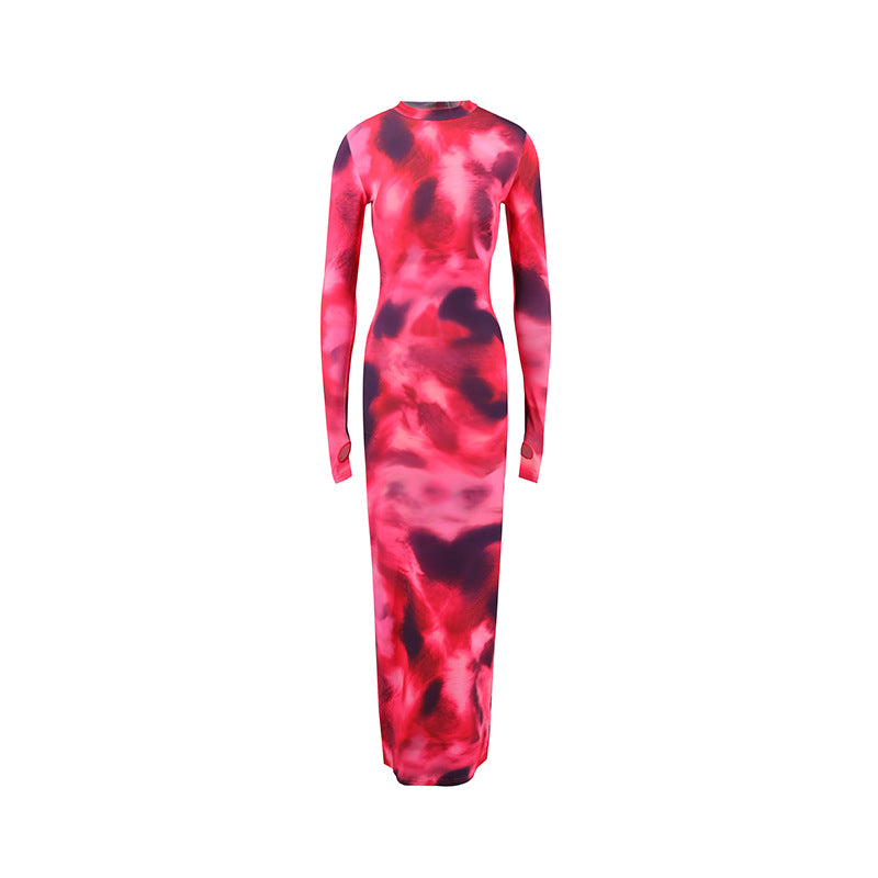 SIXSR 2025 2023 Popular trade elegance temperament autumn new fashion tight long-sleeved long dress dress