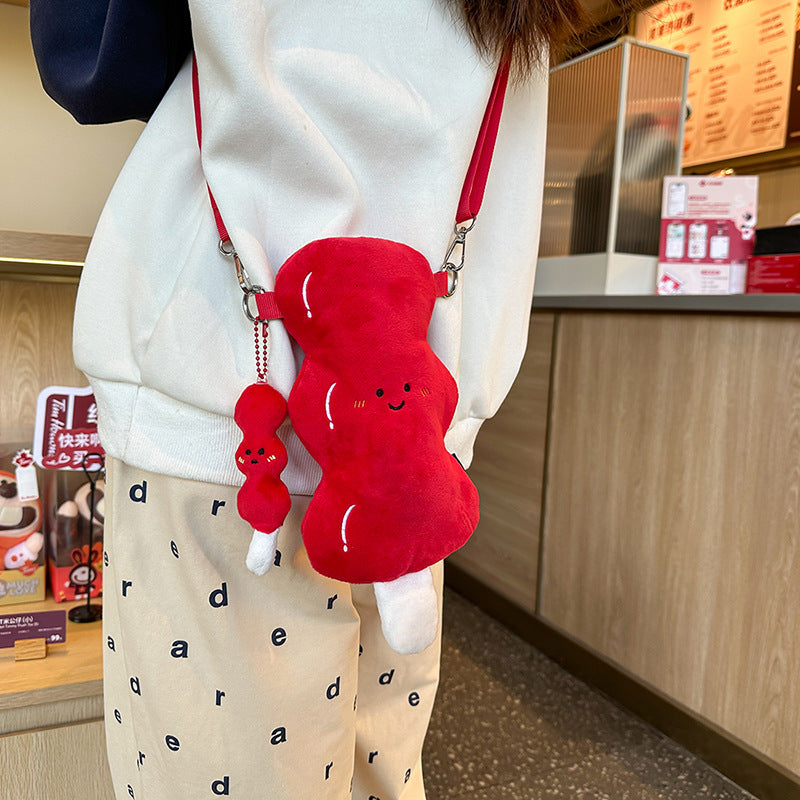 SIXSR 2025 Personalized and creative rock sugar gourd plush messenger bag popular new cute doll pendant gift funny grab bag