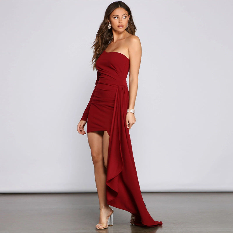 SIXSR Skirt Summer Women's Solid Color Halter Pleated Hip Wrap Skirt ebay New Shoulder Long Sleeve Ribbon Dress Women