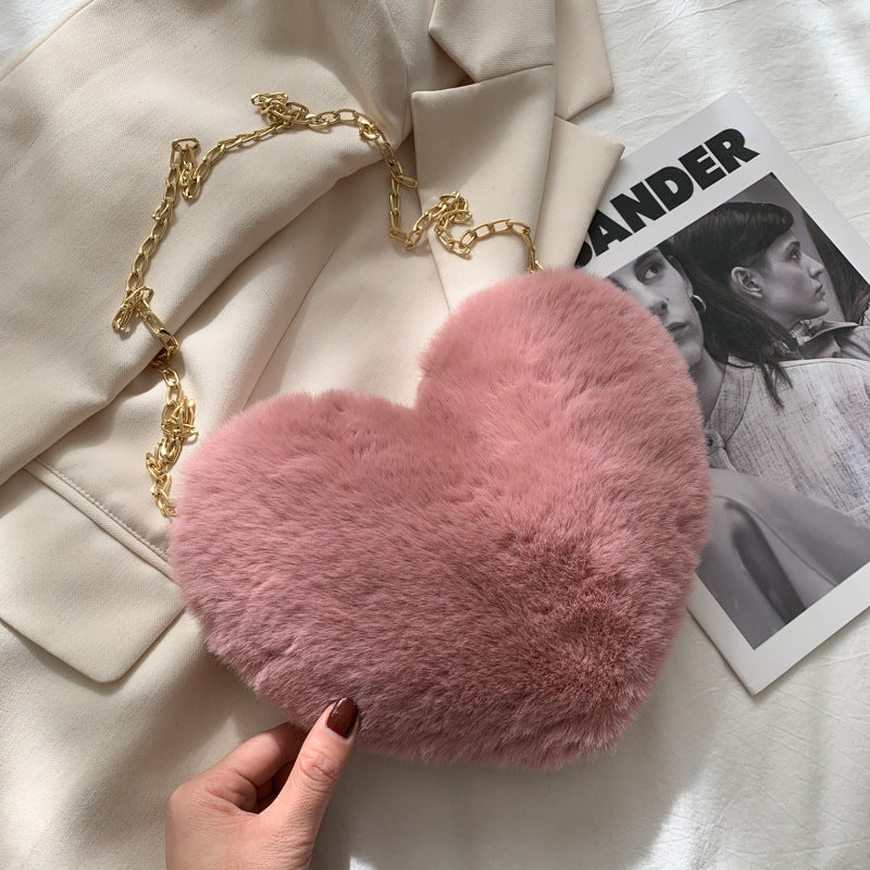 SIXSR 2025 Autumn and winter bag new Korean version Japanese love wool bag soft sister plush women's bag shoulder messenger bag small bag