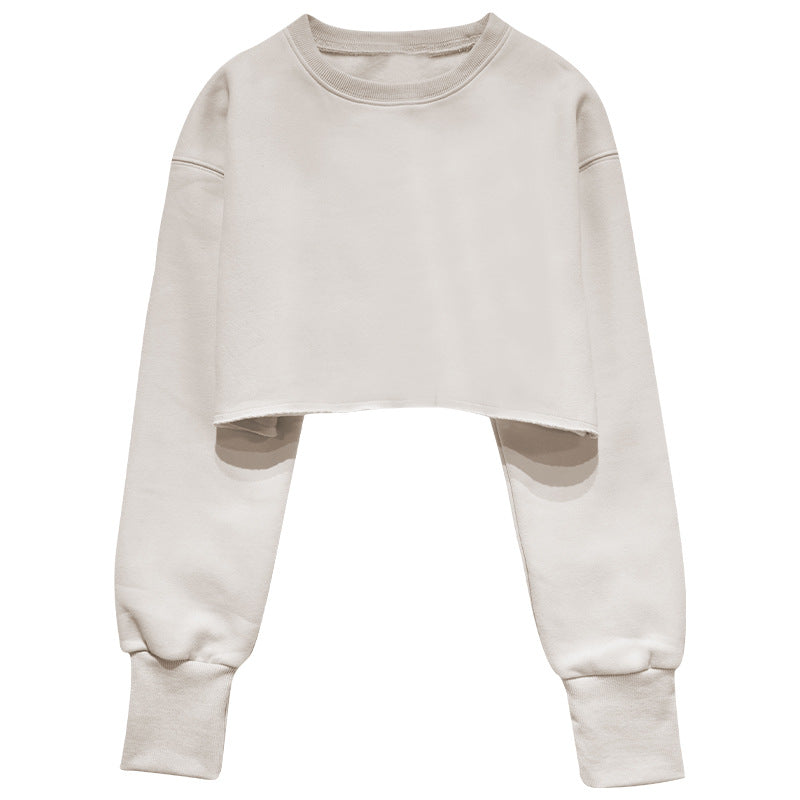 New new outdoor sports running fitness yoga clothes top women's loose navel short long-sleeved sweater