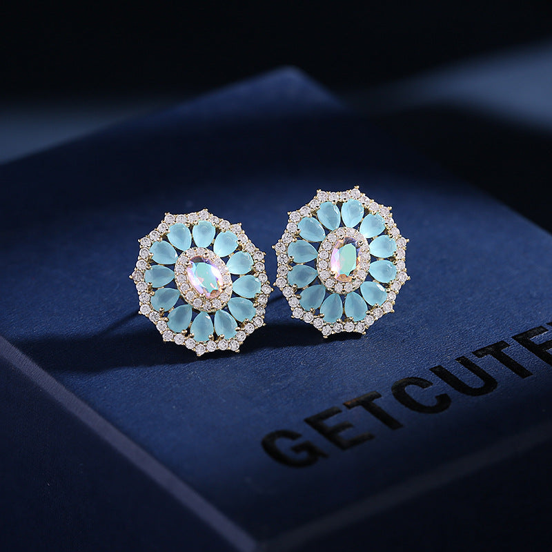2025 Japan and Korea fashion new earrings wholesale s925 silver needle zircon inlaid earrings niche design simple round stud earrings