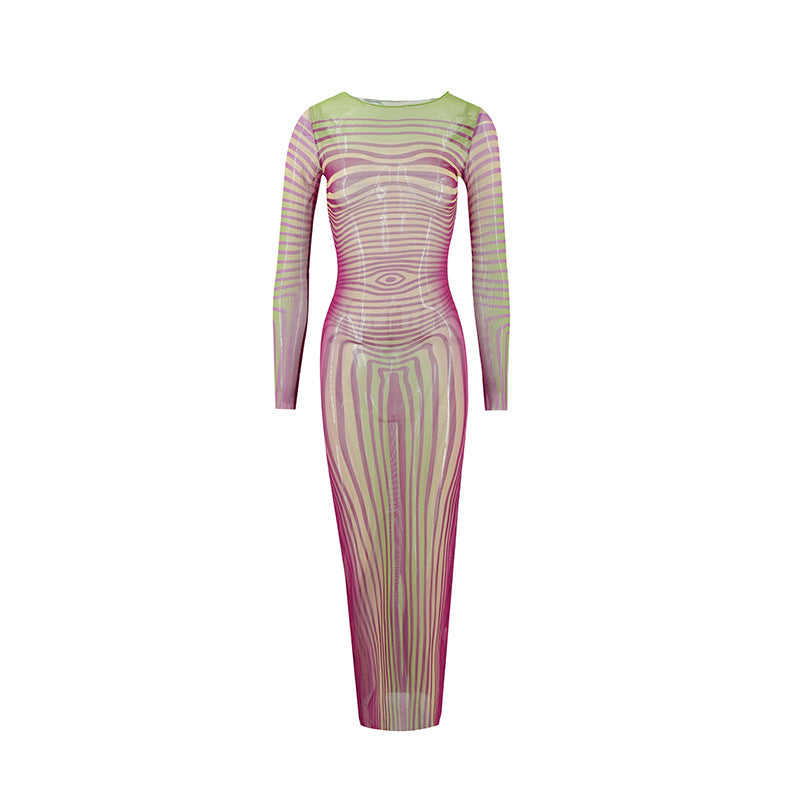 VZYZV 2025 sexy babes women's clothing ur printing long-sleeved slim-fit dress autumn and winter new New explosive products