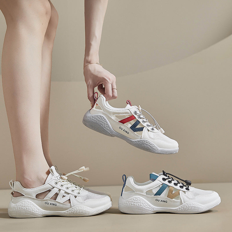 2025 ins breathable little white shoes student Korean version of female tide summer new mesh board shoes street shooting sports shoes HY101