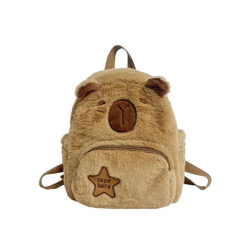 SIXSR 2025 popular New Kapibara Plush Backpack Cute Cartoon Capybara Bag Fluffy Backpack Student School Bag Small Bag