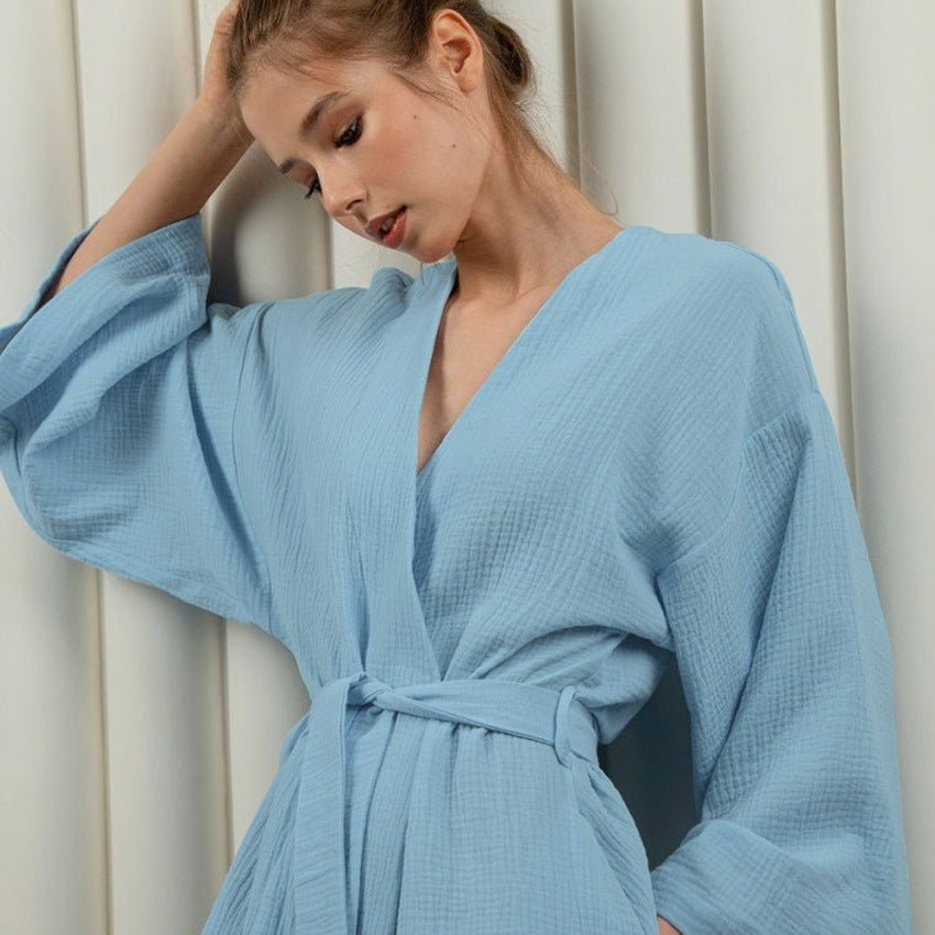 SIXSR 2025 New autumn hotel cardigan absorbent nightgown solid color cotton loose comfortable soft women's loungewear