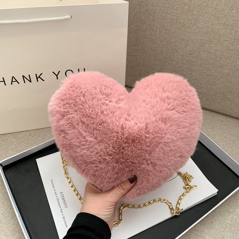 SIXSR 2025 Autumn and winter bag new Korean version Japanese love wool bag soft sister plush women's bag shoulder messenger bag small bag
