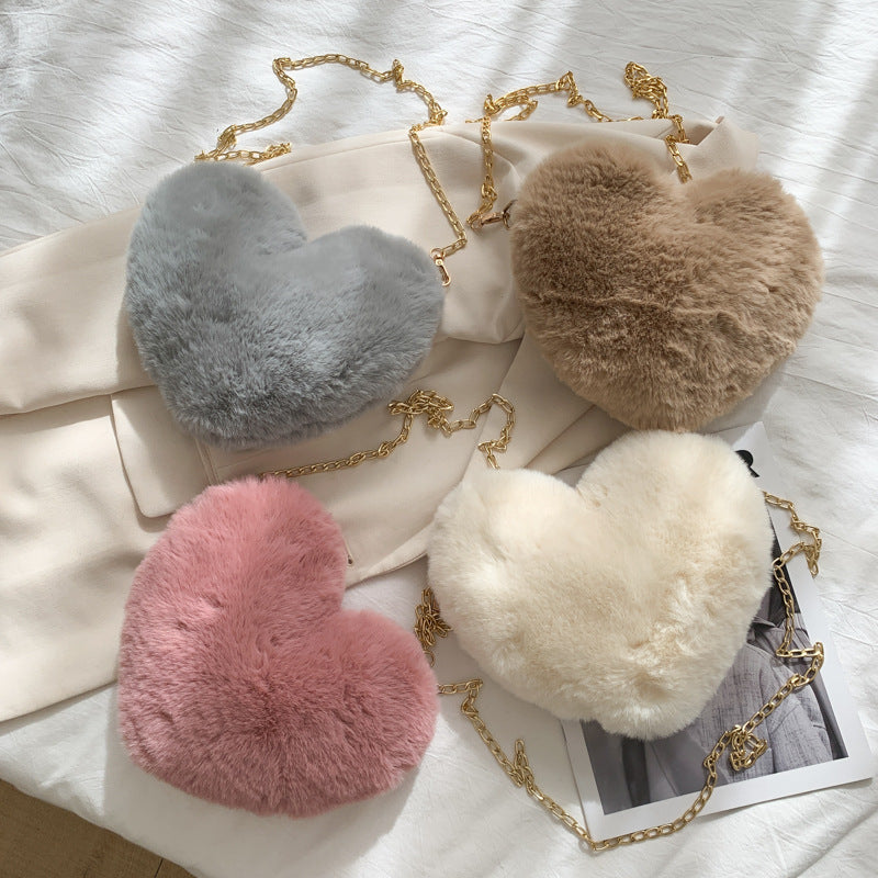SIXSR 2025 Autumn and winter bag new Korean version Japanese love wool bag soft sister plush women's bag shoulder messenger bag small bag