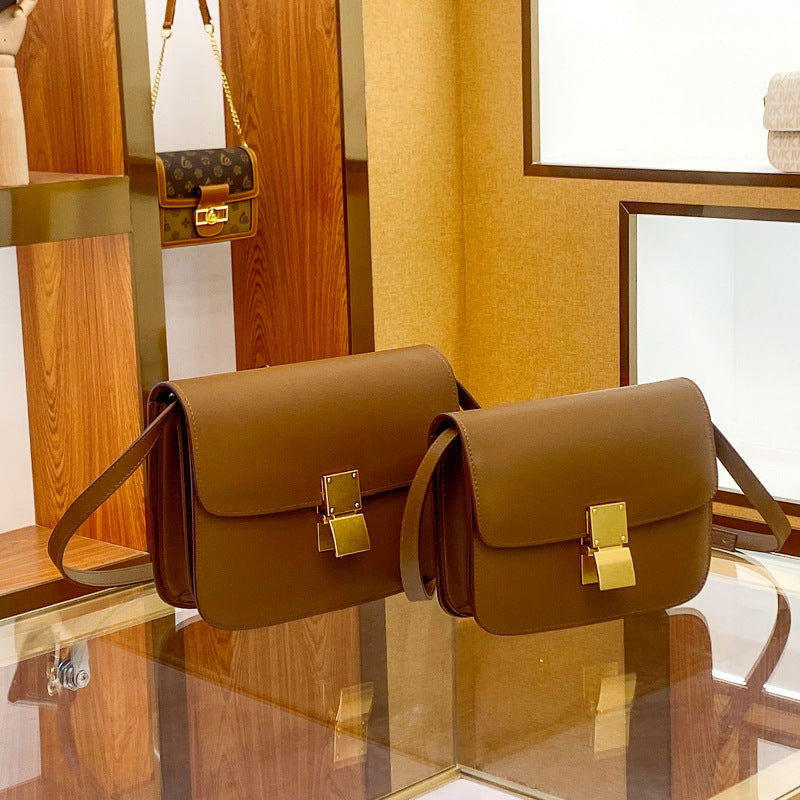 2025 Small square bag popular new retro hand rubbed tofu bag women's messenger bag high-end flight attendant bag versatile shoulder bag