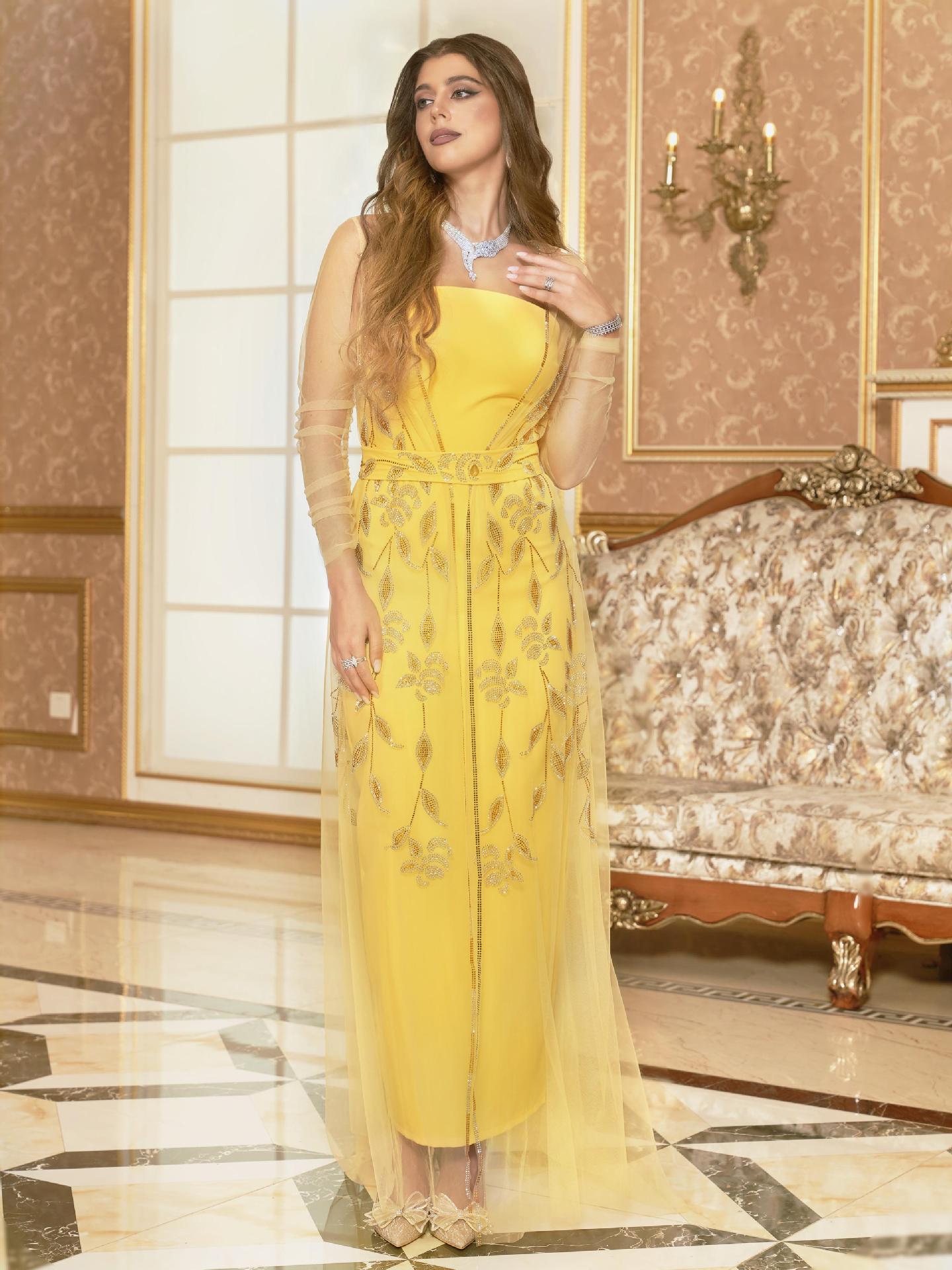 2025 popular spring and summer new New Popular trade women's clothing independent station ebay middle east hot diamond kaftan robe dress