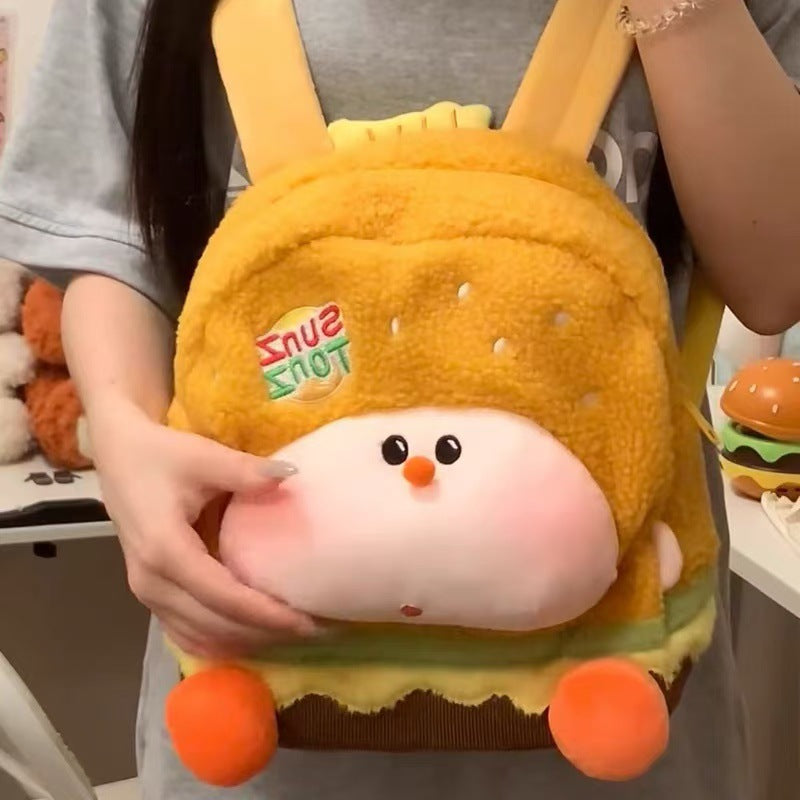 SIXSR 2025 Korean version cute soft cute hamburger schoolbag popular winter new fashion travel bag large capacity doll backpack