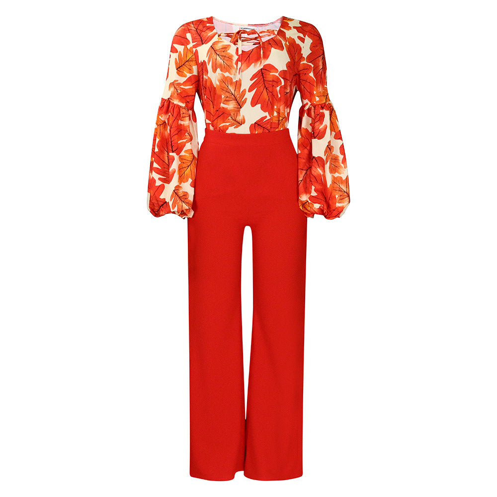 SIXSR D386 large size women's clothing new fashion printed strap top wide leg pants two-piece set 2025 suit