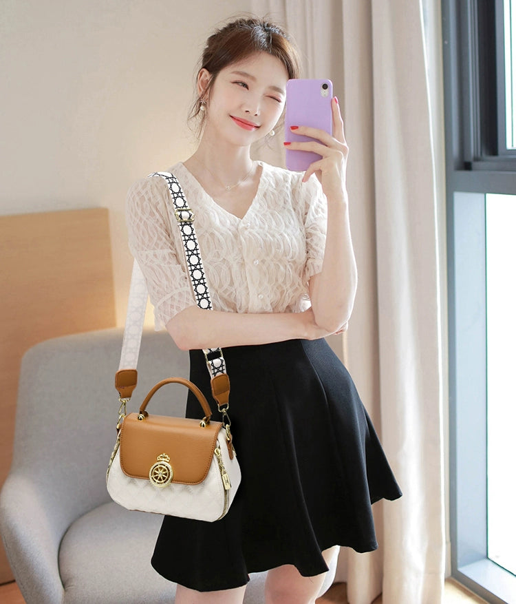 Times come and go handbag women's new trendy fashion contrasting color small square bag versatile casual shoulder messenger bag