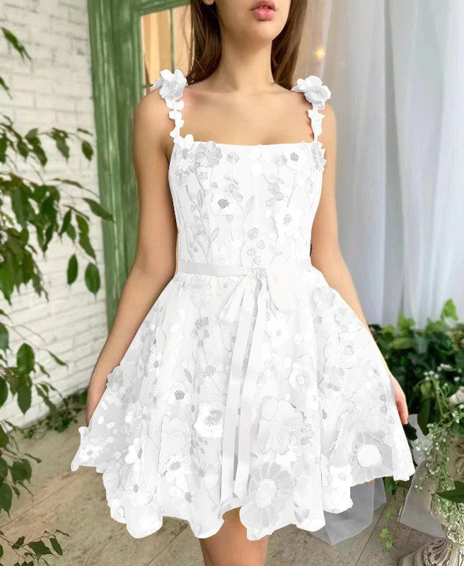 new New independent station women's three-dimensional flower embroidered hip-wrapped sexy dress