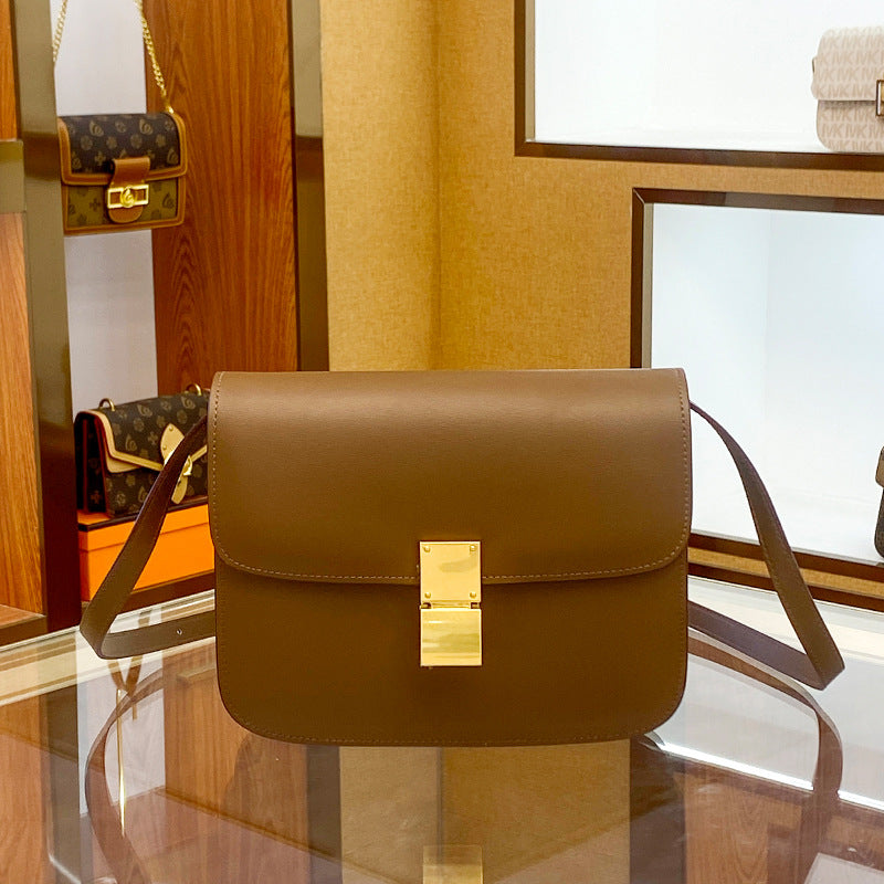 2025 Small square bag popular new retro hand rubbed tofu bag women's messenger bag high-end flight attendant bag versatile shoulder bag