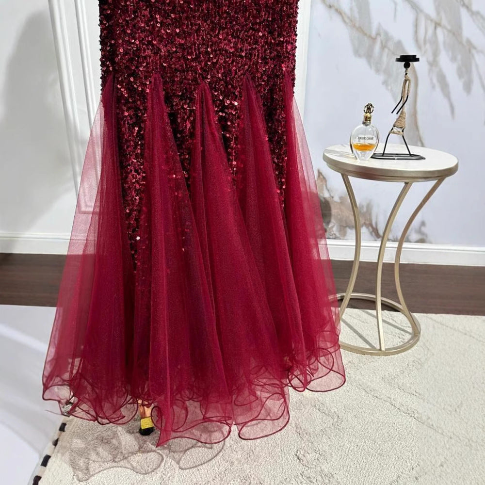 2025 Popular trade women's clothing wholesale South East Asia sequins high-end socialite fishtail dress toast evening dress