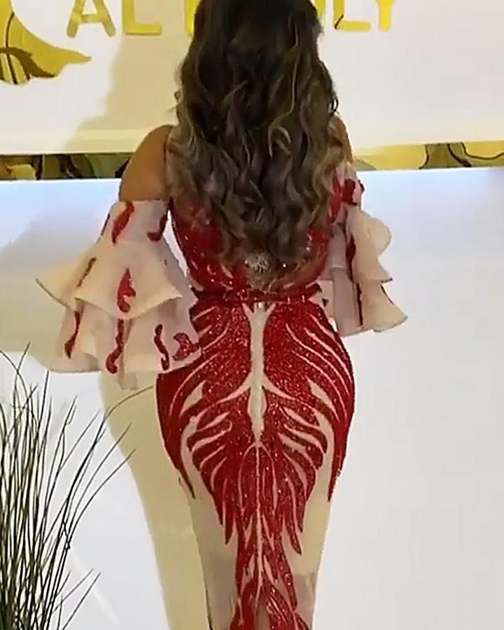 2025 new New Popular trade women's clothing independent station ebay sexy bronzing long-sleeved banquet dress dress new