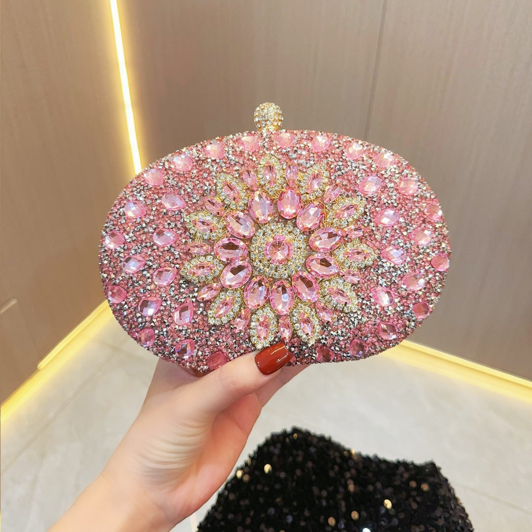 SIXSR 2025 New New party banquet bag handbag diamond-encrusted small bag female fashion celebrity handbag oblique span dinner bag