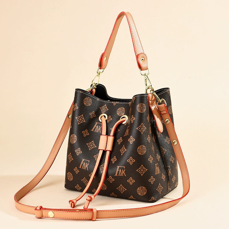 Premium women's bag new retro bucket bag niche underarm shoulder old flower messenger bag handbag