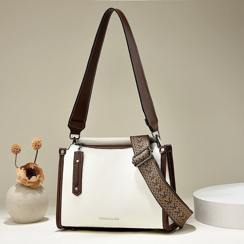 new bag high sense large capacity retro contrasting color shoulder messenger bag temperament commuter women's bag