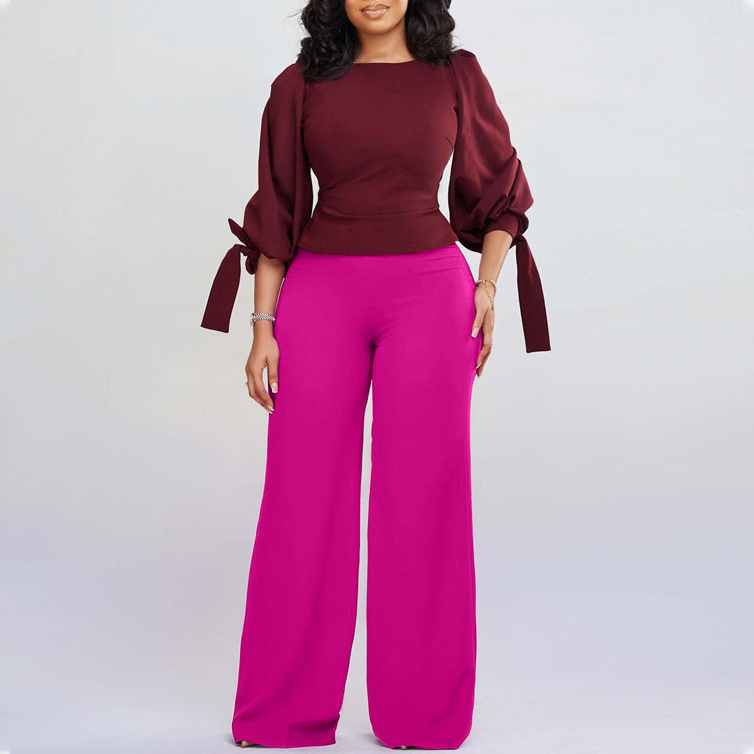 SIXSR D337 Popular trade women's clothing new casual suit loose large size strap top high waist wide leg pants 2025 two-piece set