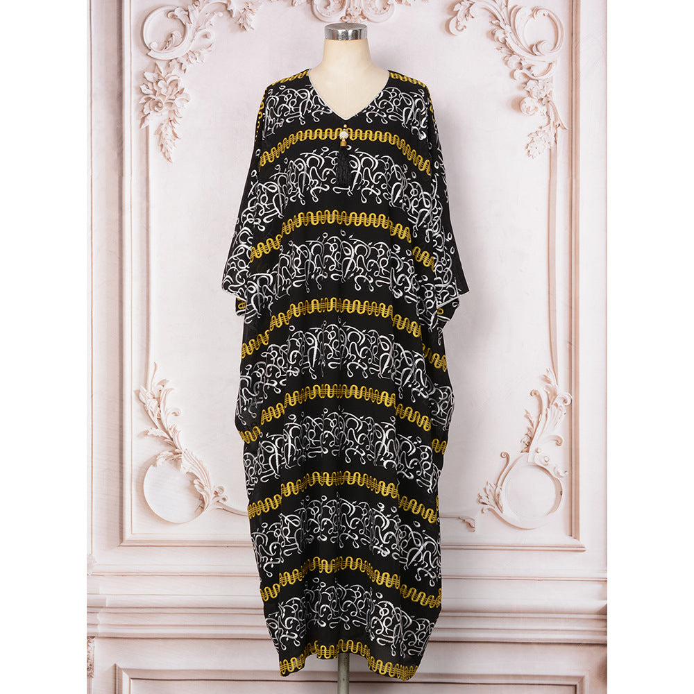women's clothing Muslim fashion fried street bat sleeve robe New Popular trade embroidery Middle Eastern clothing dress women