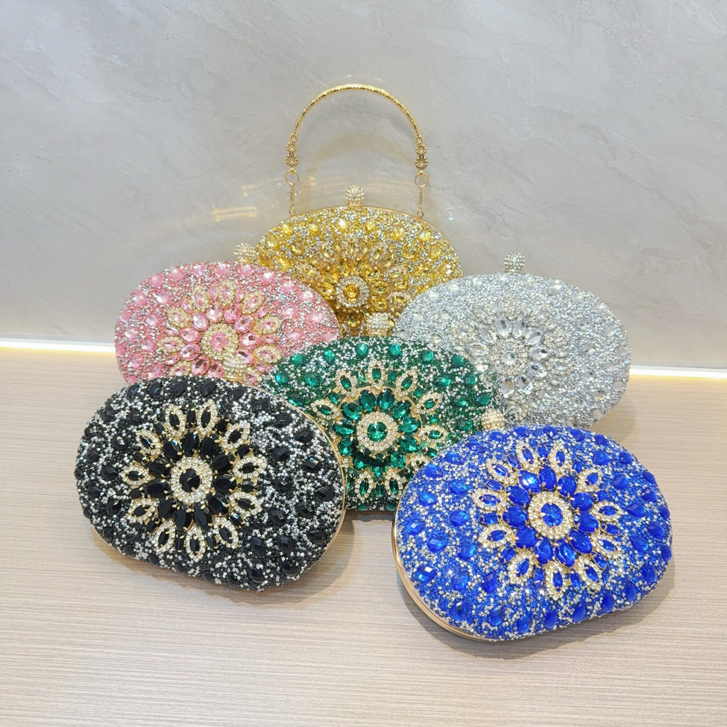 SIXSR 2025 New New party banquet bag handbag diamond-encrusted small bag female fashion celebrity handbag oblique span dinner bag