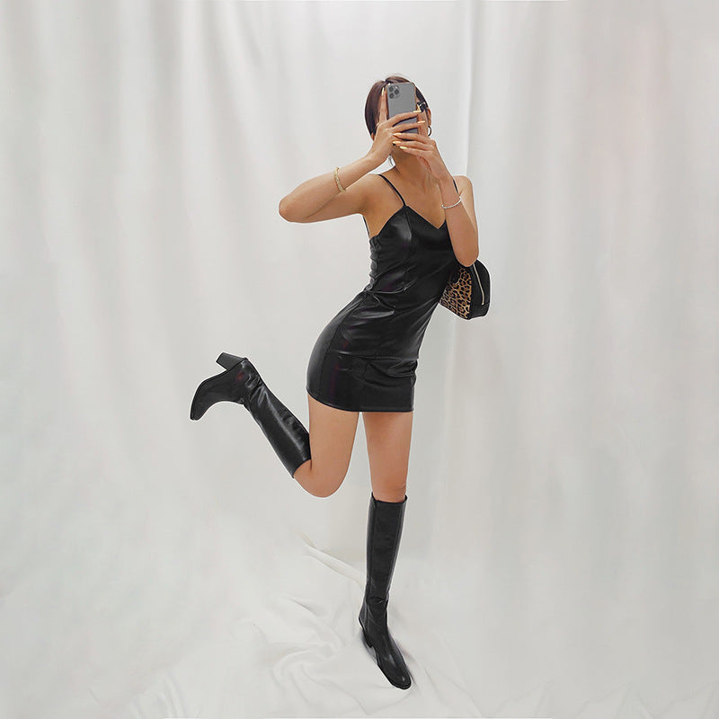 VZYZV 2025 A new summer sexy Spice Girl solid color slim dress backless bm suspender