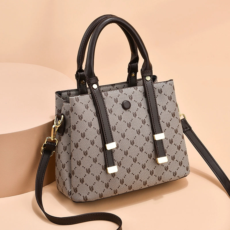 Bag women's 2022 new high-end women's bag atmospheric handbag retro printing versatile shoulder messenger bag big bag tide
