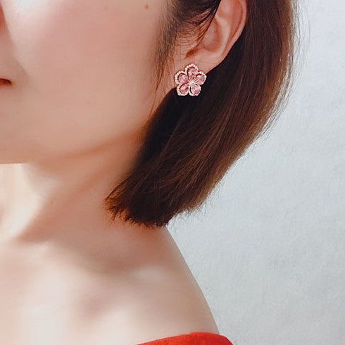 2025 Korean fashion temperament earrings fringed personalized color zircon earrings S925 silver needle three-dimensional flower stud earrings women