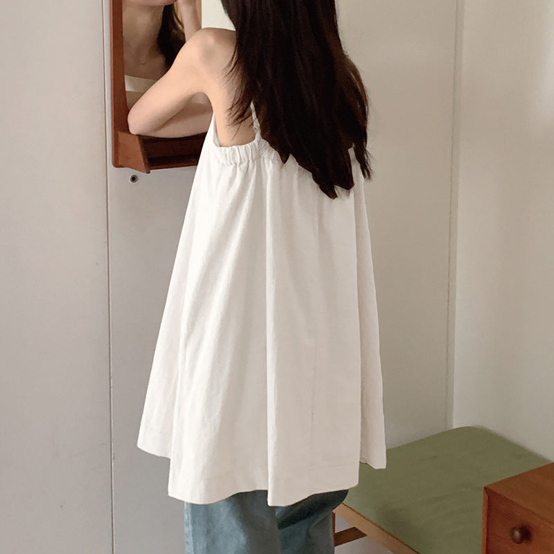 Suspender skirt Korean version women's clothing summer short sleeveless vest dress comfortable outer wear versatile solid color inner skirt